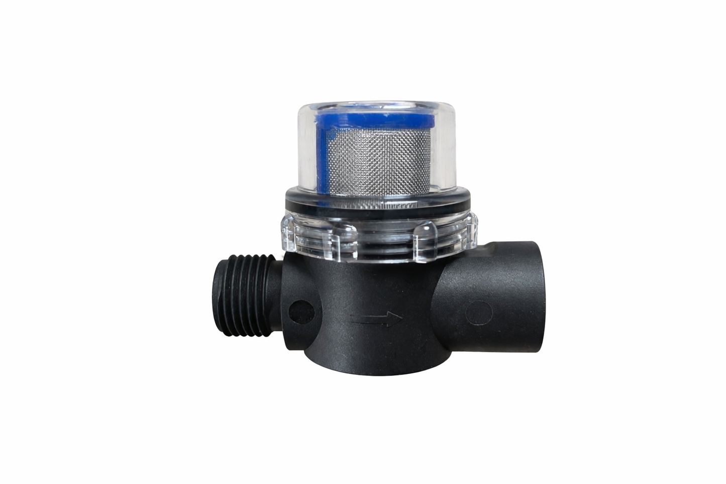 Window cleaning water pump pre filter housing